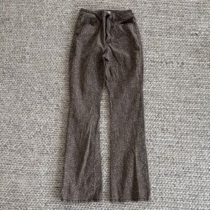 love, Fire Brown Boot Cut Pants with Subtle Floral Print